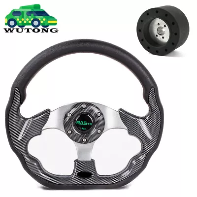 12.5  Marine Boat Carbon Fiber Black Steering Wheel W/ Hub Adapter 3/4  Keyway • $65.99