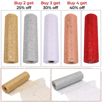 £8.78 • Buy Glitter Spider Web Net Tulle Sparkly Crafts Fabric 25 Metres Roll 29cm Width