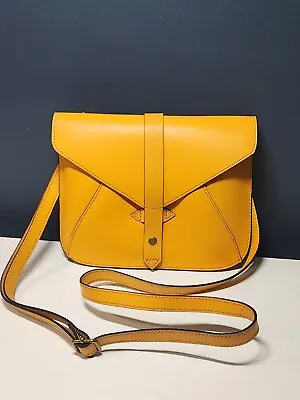 IIIBeCa Mustard Leather Crossbody Bag By Joy Gryson Envelope  • $29.98