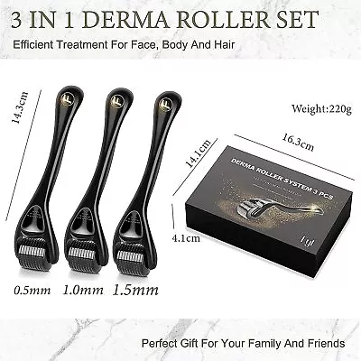 Derma Roller Microneedle FYL 3 Pack Derma Roller Kit 0.5mm/1.0mm/1.5mm Growth  • $53.45