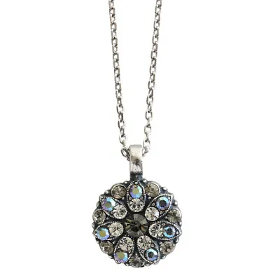 Mariana Guardian Angel Gray Sparkly Unique Floral Crystal Pendant Necklace • $74