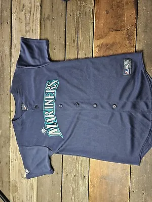 Vtg Majestic Seattle Mariners Ichiro Suzuki Jersey T-Shirt MLB Baseball Boys XL  • $21