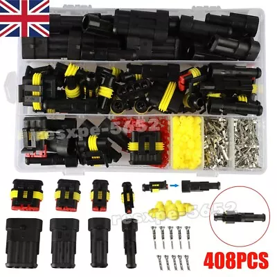 408Pcs 33Set Waterproof 1/2/3/4 Pin Car Auto Electrical Wire Connector Plug Set • £14.39