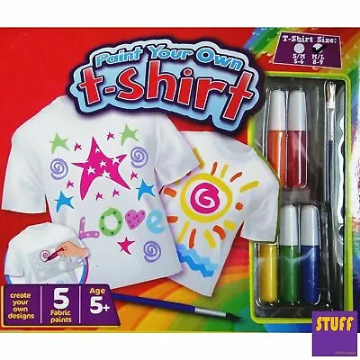 Paint Your Own T-Shirt Fabric Paint Pens Kids Boys Girls T-SHIRT INCLUDED • £6.44