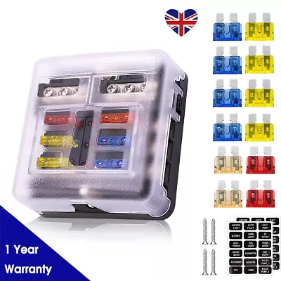 £9.79 • Buy 12V 32V 6 Way Blade Fuse Box Block Fusebox Holder Auto Marine Bus Bar Car Kit UK