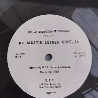 MARTIN LUTHER KING JR  SPEAKS TO TEACHERS LP '64 UFT (Very Rare 2 Sided) Lp • $159.99