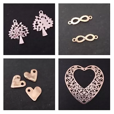 £2 • Buy Rose Gold Charms - Hearts / Tree Of Life / Infinity Connectors