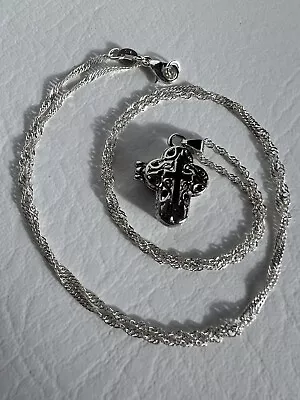 Magnet Clasp Secret Compartment Cross 925 Sterling Silver Necklace 24” • $25