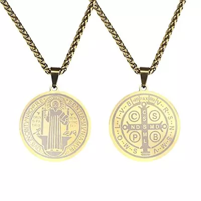 Collar Religioso Católico Cristiano Con Medalla De San Benito • $11.21