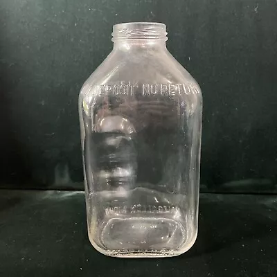 Vintage Owens Illinois Half Gallon Glass Jug Bottle - Embossed Made In Usa • $12.50