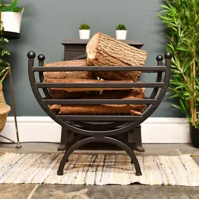 Matte Black Renaissance Style Curved Fire Basket Or Log Holder • £82