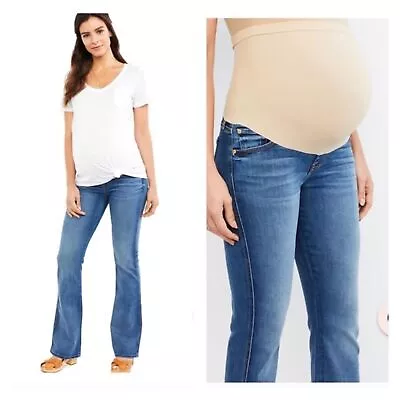 7 For All Mankind A Pea In The Pod Maternity Jeans Size 28 X30 Flare Bootcut USA • $24.99