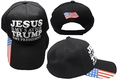 Jesus Is My Savior Trump Is My President Black TRUMP 2024 Embroidered Cap Hat • $11.88