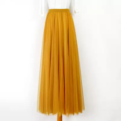 £32.70 • Buy Women Long Mesh Skirt High Waist Tulle Layered Tutu Maxi Sheer Pleated Swing