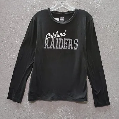 Oakland Raiders Boys T-Shirt 2XL Black Logo Spellout Graphic Long Sleeve Tee • $14.36