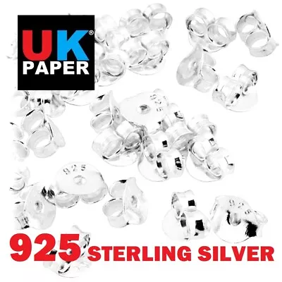 925 Solid Sterling Silver Butterfly Earring Backs Scrolls Stopper 4 Ear Stud Pin • £4.99