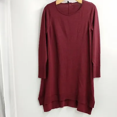 Eileen Fisher Merino Wool Sweater Dress  Long Sleeve Wine Maroon Size Small • $34