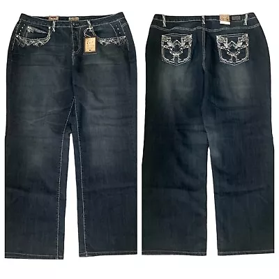 EARL Jeans Embellished  Bling  SIZE 22W Embroidered Women’s Style EP12976 New • £38.91
