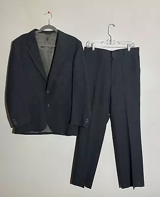 Vintage Levis Action Suit 40R Blazer 34x31 Slacks Pants 70s Dark Charcoal Gray • $74.99