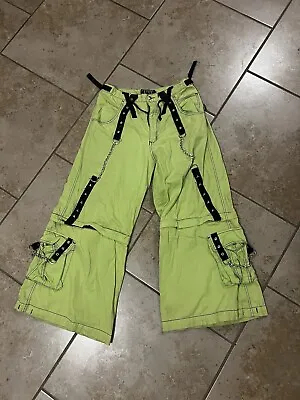 Tripp NYC Pants Men Large  Goodman Goth Raver Baggy Wide Leg Neon Green Straps • $154.99