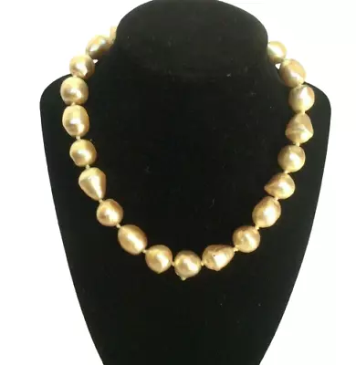 Baroque Faux Pearl Bead Necklace Chunky Cream Womens Retro Statement Vintage • $19.98