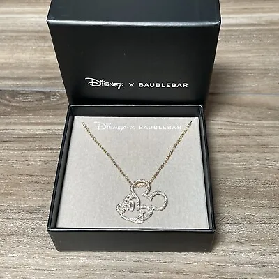 NEW Disney X Baublebar Mickey Mouse Gold & Crystal Pendant 18” Necklace • $21