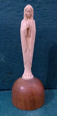 OUR LADY OF FATIMA Vtg PLASTIC STATUE & MUSIC BOX ON WOOD STAND 197mm • $25.50