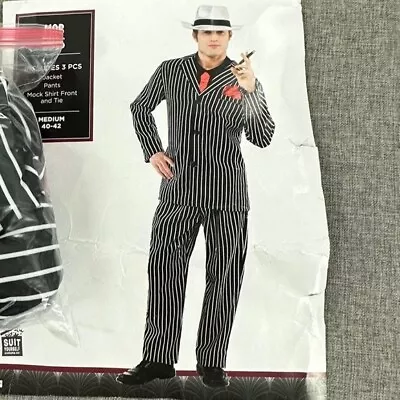 Mob Boss Costume For Men Include: Jacket Pants Mock Shirt Front & Tie Brand New • $40
