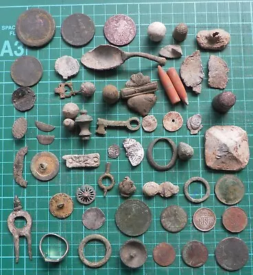 Metal Detecting Finds. Hammered Silver & Copper Coins Medieval Items. • £11.50