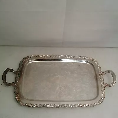 Vintage Silver Plated Tray Oneida Tea Tray Serving Footed Butlers Tray 24 X 13 • $35