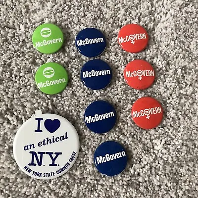 Vtg GEORGE MCGOVERN 1972 Presidential Campaign Buttons Lot Of 10 1970s • $18