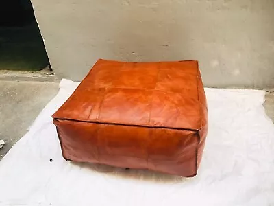 Wonderful Footstool New Square Brown 30'' Unstuffed Leather Moroccan Pouffe • $152