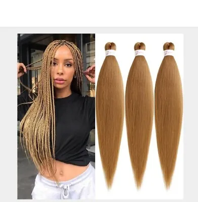 Leeven 3 Packs Blonde Pre Stretched Braiding Hair 26 Inch Yaki Braiding Hair Ext • £9.49