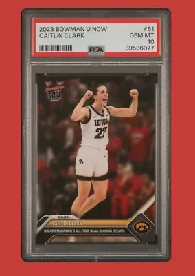 CAITLIN CLARK 2023 2024 TOPPS BOWMAN U NOW PSA 10 Breaks Maravich’s Record #61 • $0.99