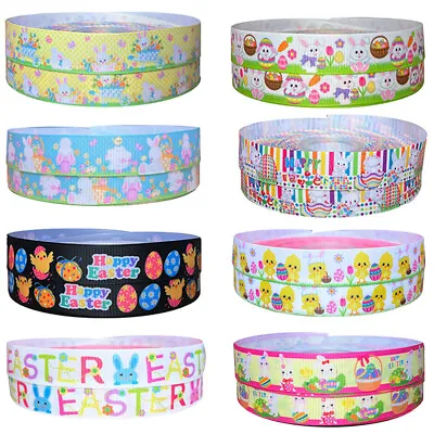 22mm Cute Easter Chick & Bunny For Personalised Easter Cake Decoration Ribbon  • £2.85