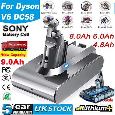 9000mAh For Dyson V6 Battery Replacement V6 Animal DC58 DC59 DC62 SV03 SV05 SV06 • £16.99