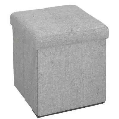 Faux Linen Folding Storage Ottoman Cube Gray • $23.63