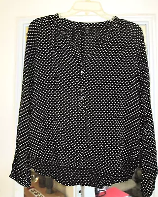 J. Crew Women's Black/White Polka Dot Long Sleeve Shirt Blouse - M • $15