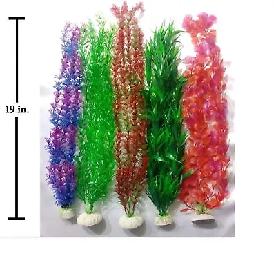 $12.75 • Buy Lot Of 3 - 19  Artificial Plastic Decoration Aquarium Plant For Fish Tank New