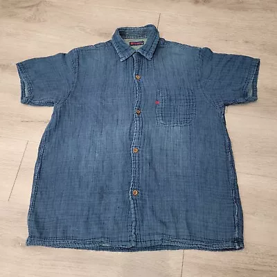 45Rpm Double Weave Short Sleeve Indigo Dyed Blue Buttoned Shirt Size 3 • $99.99