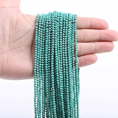 AAA 3mm Faceted Natural Turquoise Gemstone Beads Micro Faceted Round 15.5 Inch • $7.99