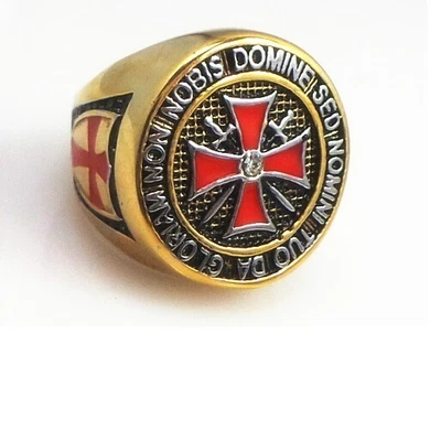 £28.80 • Buy Knight Templar Ring - Masonic College Style GOLD Color Stainless Steel Ring 