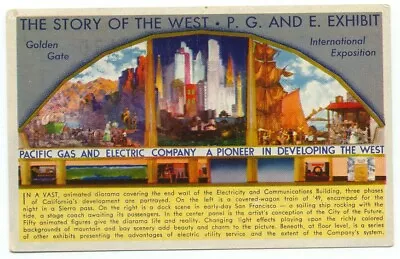 The Story Of The West Pacific Gas Electric Company Golden Gate Expo Postcard • $5