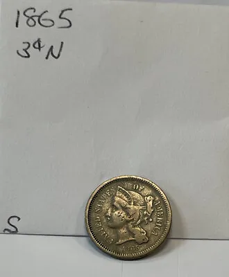 $9.95 • Buy 1865 US 3 Cent Nickel - Good Detail - Civil War Era