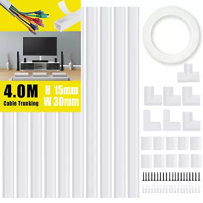 Electrical Cable Trunking Self Adhesive 4M Wire Trunking Cable Tidy For Wall TV • £12.94