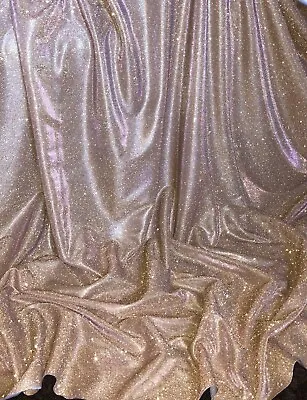 £7.99 • Buy 1 MTR Rose Gold Sparkly Glitter Stretch Moonlight Fabric 58”wid Dress Backdrop