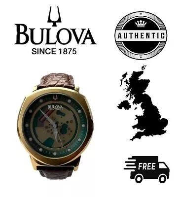 Bulova Accutron II Alpha 97A110 Men's Alligator Strap Gold PVD Watch 262 KHz UHF • £495