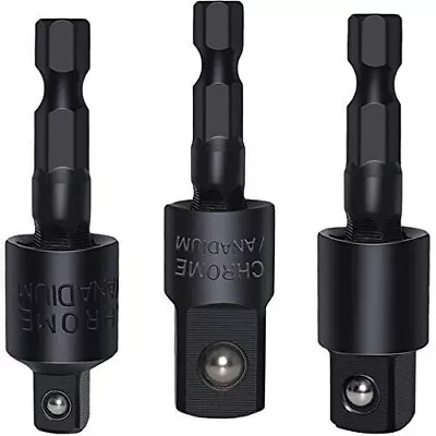 Socket Adapter Set Hex Shank To 1/4  3/8  1/2  Impact Driver Drill 3 Pcs Size • $7.99