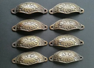 $51.95 • Buy 8 Apothecary Drawer Cup Bin Pull Handles 3-1/2 C. Antique Vict. Style Brass #A1