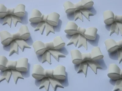 12 Edible 3d RIBBON BOWS 3CM Cake Topper Decoration CUPCAKE Wedding BABY Present • $12.87